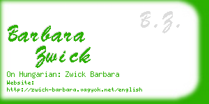 barbara zwick business card